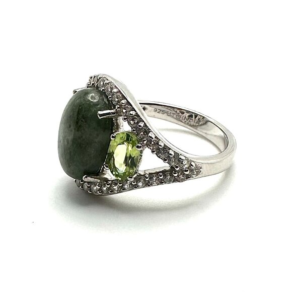 Paul Deasy Wyoming Jade & Peridot Sterling Silver Band Ring Size 6 - Picture 3 of 4